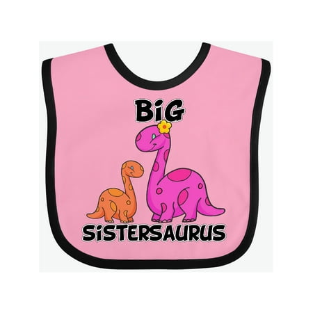 

Inktastic Big Sistersaurus with Cute Sibling Dinosaurs Gift Baby Girl Bib