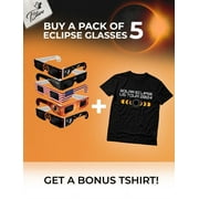 Solar Eclipse Glasses pack ISO certified 2024 viewing shade safe for direct sun Shirt + 5 Bundle / Black Medium