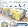 thumbnail image 3 of Sesslife Twin Size Floor Bed with High Fence & Door, Wood Twin Bed Frame with Salts and 21.5” Safety Guardrails, Twin Floor Bed for Boys Girls, No Box Spring Needed, Grey, 3 of 8