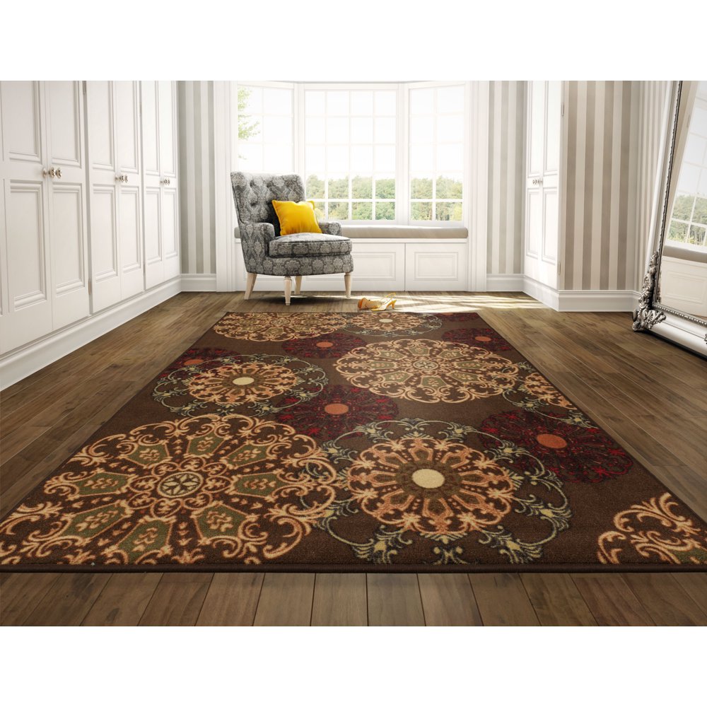 Ottomanson Ottohome Damask Rug, Brown, 3'3"X5'