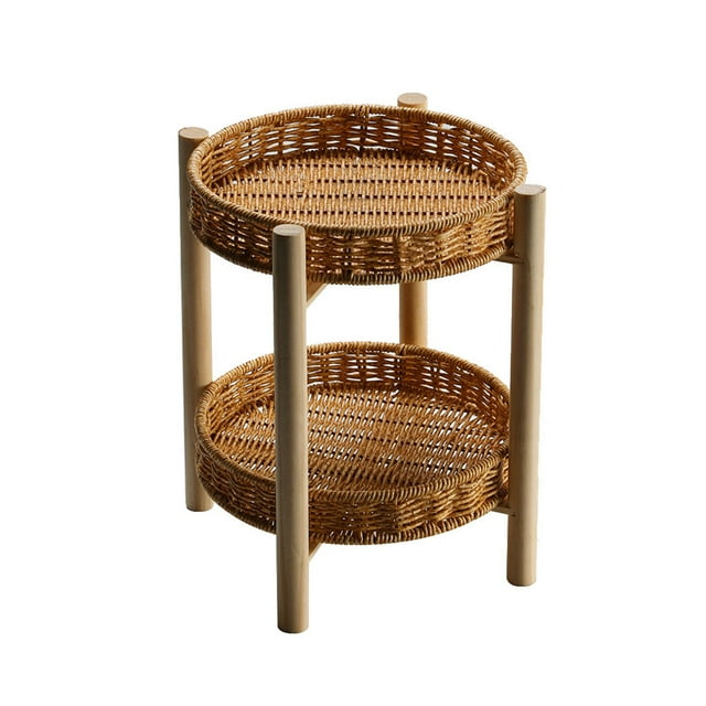 Cesta de mimbre para guardar verduras, organizador de escritorio para artículos diversos, ratán rústico. Neumático 22×4×28cm 2