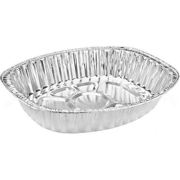 VeZee Disposable Oval Roasting Pan - Durable Turkey Roaster Pans Extra Large, Heavy-Duty Aluminum Foil, Deep, Oval Shape for Chicken, Meat, Brisket, Roasting, Baking, Recyclable: 20 Pans