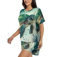thumbnail image 2 of Bingfone Watercolor Turtle1 Print Pajamas Sets for Women Soft Short-Sleeved Pjs with Lounge Shorts Two Piece Sleepwear, 2 of 8