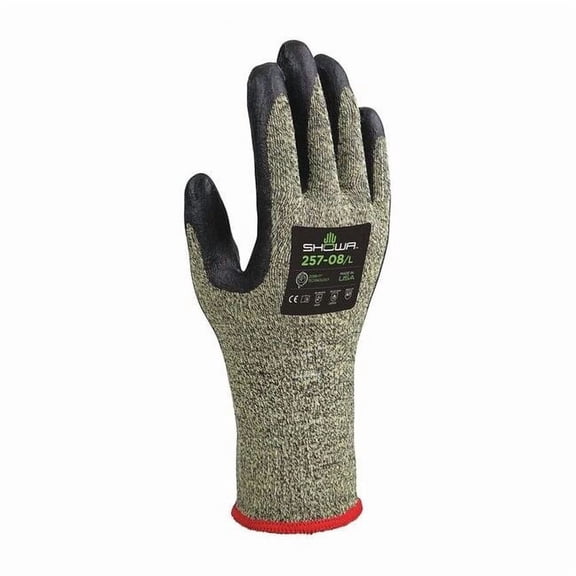 Showa Coated Gloves,Black/Yellow,2XL,PR 257