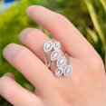 thumbnail image 3 of Silver Plated White Cubic Zircon Leaf Open Ring Fashion Brand Adjustable Jewelry, 3 of 9