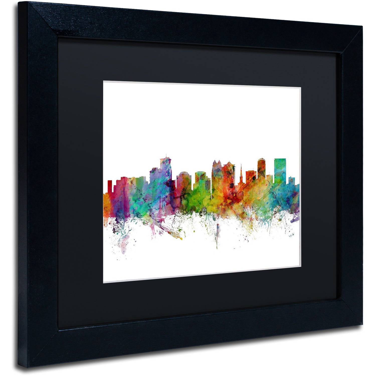 Trademark Fine Art 'Orlando Florida Skyline' Canvas Art by Michael Tompsett, Black Matte, Black Frame
