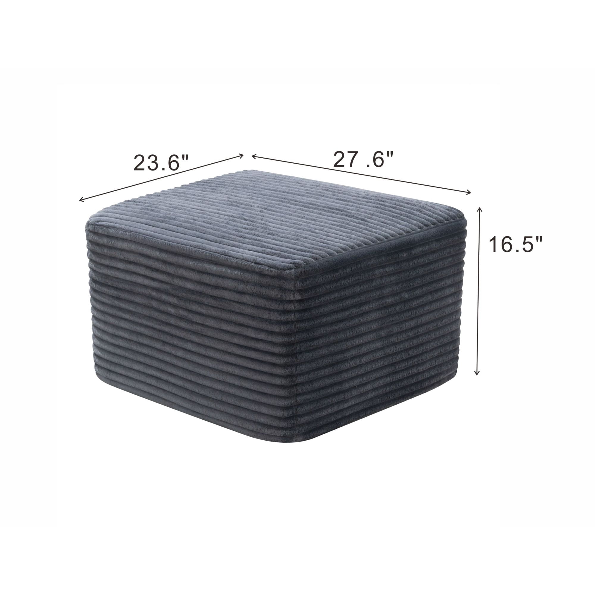 Plush Boneless Ottoman,Upholstered Cloud Couches Footrest Ottoman for Boneless Couch for Living Room, Grey