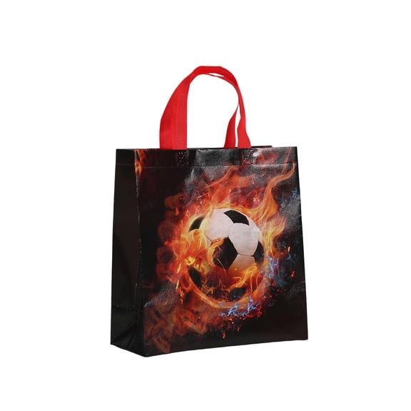 huayou Soccer Theme Gift Bag with Handle for Candy and Gift, Reusable Non-Woven Goodie Bag Set of 12, for Party & Game Day