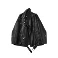 thumbnail image 5 of -Chaqueta de cuero sintético para mujer, abrigo holgado con cremallera y cinturón, prenda de vestir elegante para primavera y otoño, 5 of 5