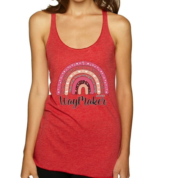 Waymaker Rainbow Inspirational/Christian Tri-Blend Racerback Tank Top, Vintage Red, Small