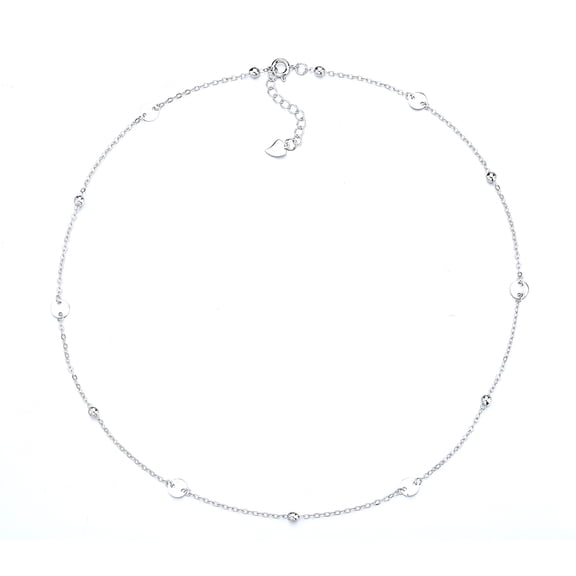 18K White Plated Gold Disc Necklace