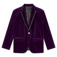 thumbnail image 3 of Linjinx Boys Velvet Blazer Suit Jacket One Button Lapel Sport Coat Wedding Formal Tuxedo Outerwear Dark Purple 8, 3 of 5