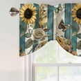 thumbnail image 5 of Sunflower Butterfly Tie Up Valances Curtain, Adjustable Kitchen Vintage Rose Blue White Stripe Retro Valances for Windows Decor, Rod Pocket Short Curtains Set for Bedroom/Bathroom, 60"x18", 5 of 9