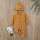 thumbnail image 2 of Niñas Pequeñas Otoño Invierno Onesies Cuello Redondo Manga Larga Mameluco Waffle Cárdigan Sólido Con Cremallera Con Sombrero Odeerbi LM103-6822, 2 of 9