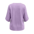 thumbnail image 4 of cocolona Striped Button Pullover Tops for Women 3/4 Sleeve Crew Neck Shirts Loose Casual Blouses, 4 of 6