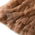 thumbnail image 4 of SWSMCLT Women's Vintage Fall Calf Length Chiffon Pleated Skirt Long Tutu Skirt Ruffle Mesh High Waist Bubble Skirt Khaki Small-Large, 4 of 4