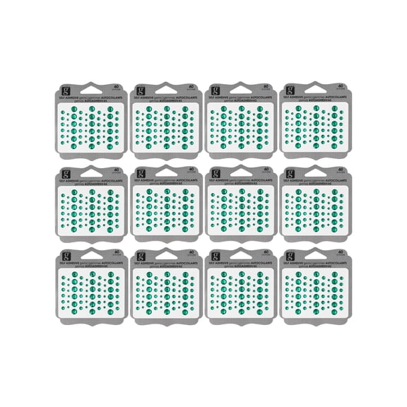 Hampton Art Studio G Adhesive Bling Green 12 Piece, Self-Adhesive Dimensional Gems in 3 Sizes, Craft Rhinestones for Scrapbooking Cards DIY Projects