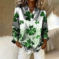 thumbnail image 5 of 2026 St Patricks Day Shirt Women Silk Satin T-Shirt Button Down Long Sleeve Blouse Tops Lucky Irish Clover Print Blouses Funny Holiday Graphic Tees Dressy Casual Outfits Going Out Tops, 5 of 5