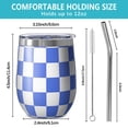thumbnail image 5 of 12oz Stemless Wine Tumblers Blue and White Checkered Pattern Vacuum Insulated Stainless Steel Travel Tumbler Cups Mug with Lid and Straw for Champaign,Cocktail,Beer with Cleaning Brush, 5 of 5