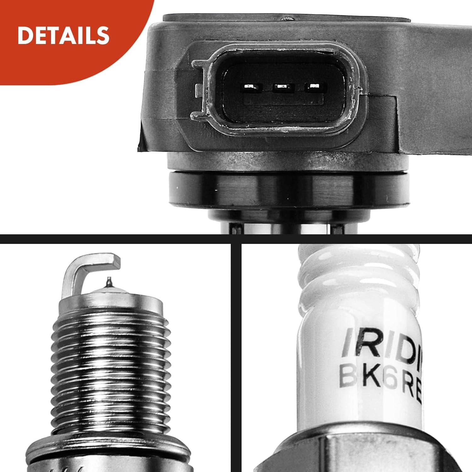 A-Premium Set of 6 Ignition Coil Pack and Iridium Spark Plugs Compatible with Honda Accord 2002, Odyssey 1999-2004 & Acura CL 2001-2003, TL 1999-2008, Replace# 30520RCAA01, 30520RCAA02