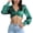 Green-1, variant on Women's Twist Front Crop Tops 2026 Trendy Long Lantern Sleeve Satin Silk Blouse Sexy Deep V Neck Wrap Cropped Top