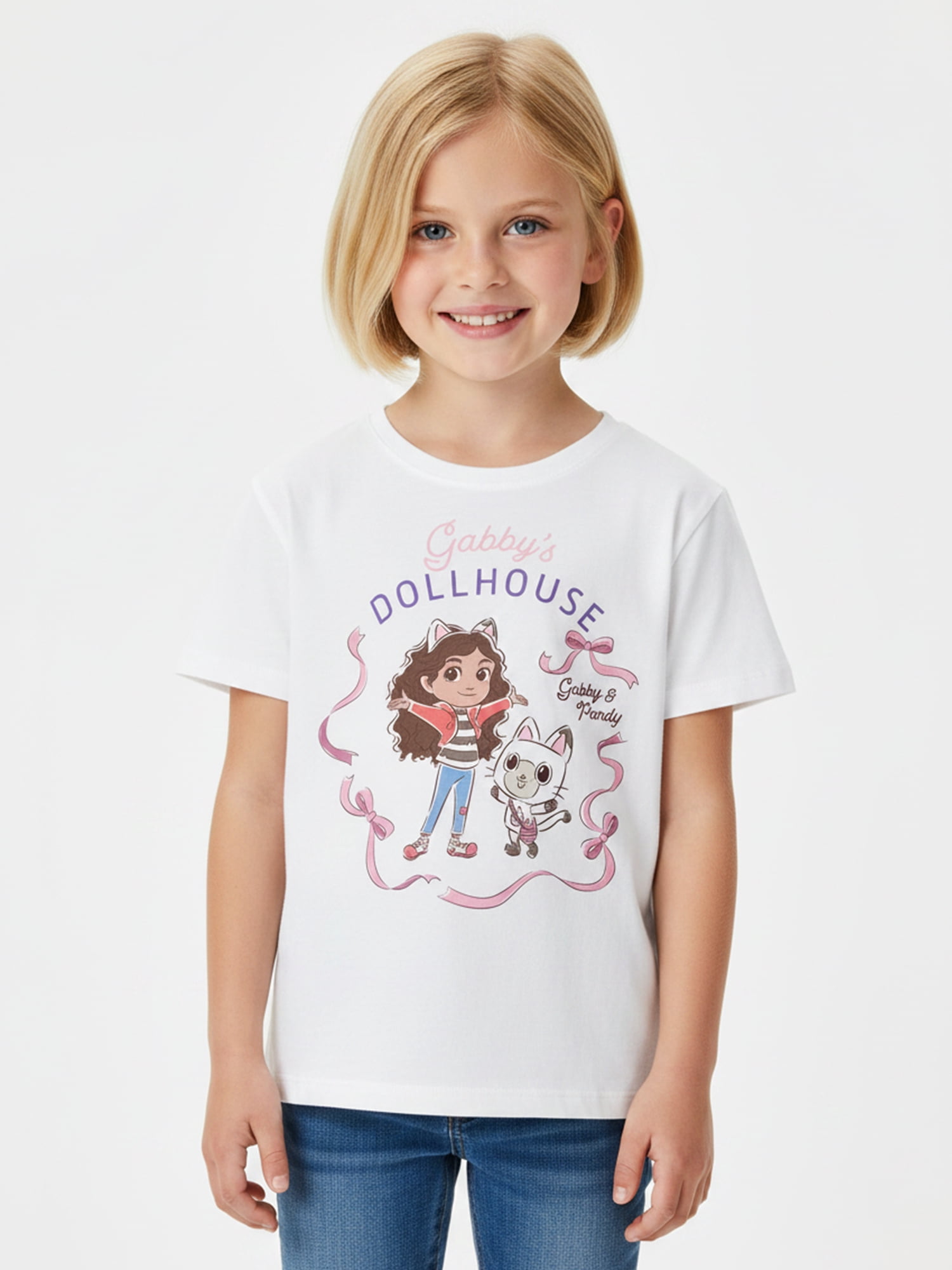 Gabby's Dollhouse, Girls' Short Sleeve T-Shirt, Gabby and Panda, Sizes 4-16