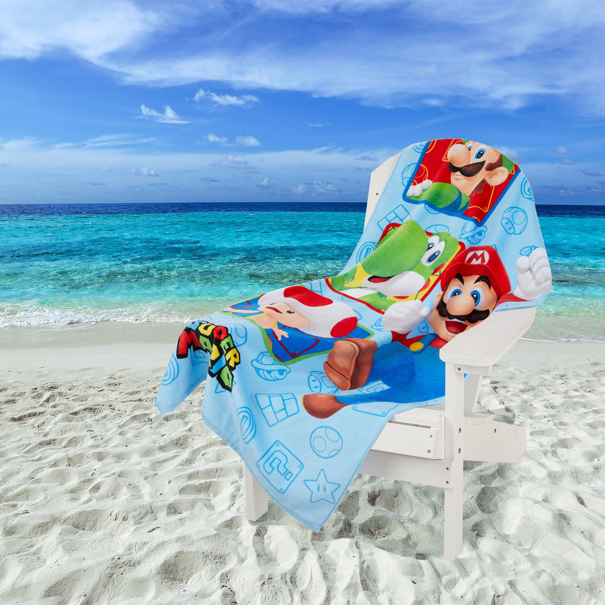 Super Mario Brandclub Super Mario Cotton Kids Beach Towel 28 X 58