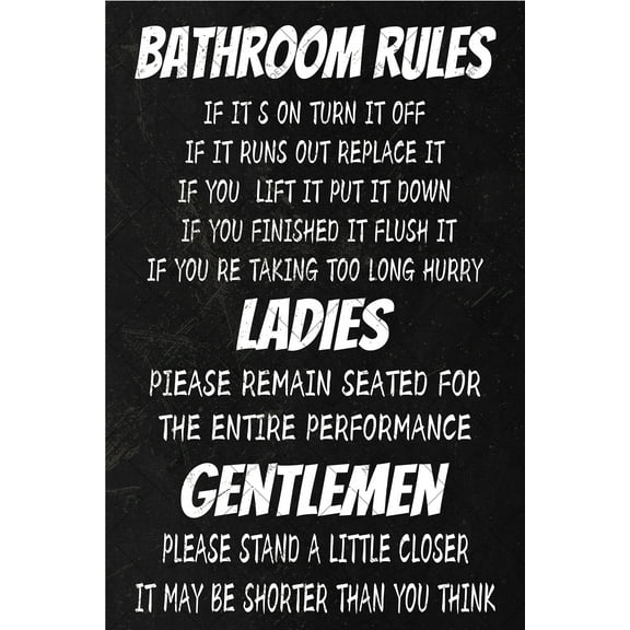 Noete Vintage Bathroom Rules Tin Sign Funny 8x12 Inch Metal Wall Decor for Home, Restroom & Office Bathroom Rules Sign with Humorous Quote