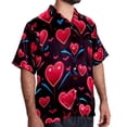 thumbnail image 2 of Valentine's Day Love ECG Men's Short Sleeve Poplin Beach Shirts, Casual Printed Button Down Summer Hawaiian Shirt - Unisex, 2 of 6