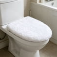 thumbnail image 4 of 1 Pcs Microfiber Toilet Lid Cover, Soft Velvet Toilet Cover Machine Washable Absorbent Comfortable Durable Adjustable Toilets Seat Covers Fits Most Toilets Lids Elastic Bottom Fabric Seat, 4 of 7
