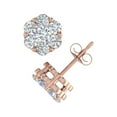 thumbnail image 2 of 1 Carat (ctw) Cluster Diamond Stud Earrings in 10K Rose Gold, 2 of 5