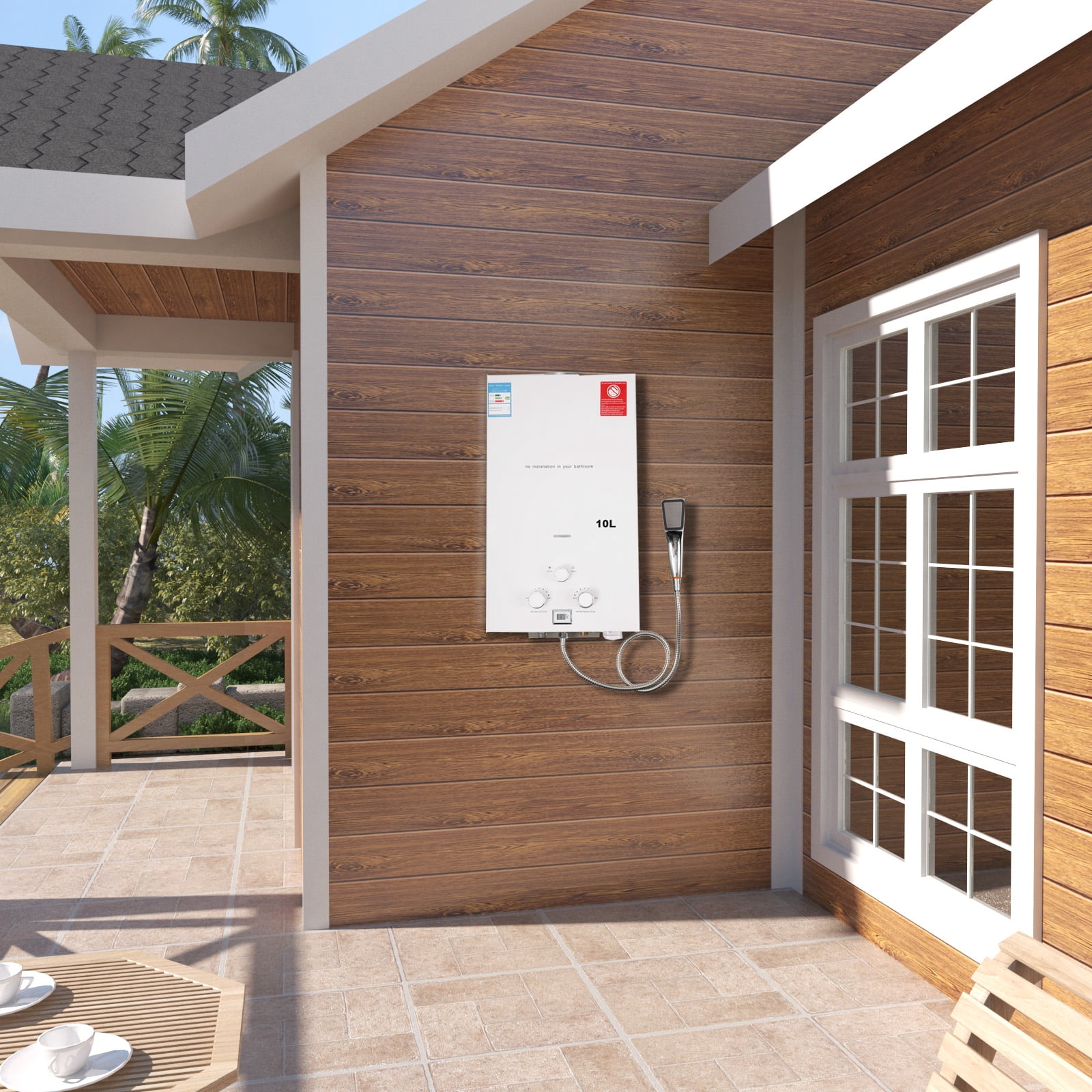 NICCOO 10L Propane Gas LPG Portable Tankless Water Heater Outdoor Camping Shower