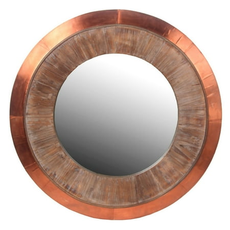 UPC 805572260292 product image for Privilege Wood and Copper Round Wall Mirror | upcitemdb.com
