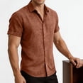 thumbnail image 5 of Men's Linen Short Sleeve Shirts Cotton Casual Lightweight Button Down Shirt Beach Vacation Summer Top Beach Shirt Brown 3XL, 5 of 9