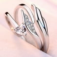 thumbnail image 3 of Sterling Silver Angel Feather Wings Ring for Men and Women Adjustable Opening Couple Rings Korean Jewelry Cupid Feather Anniversary Gift, 3 of 7