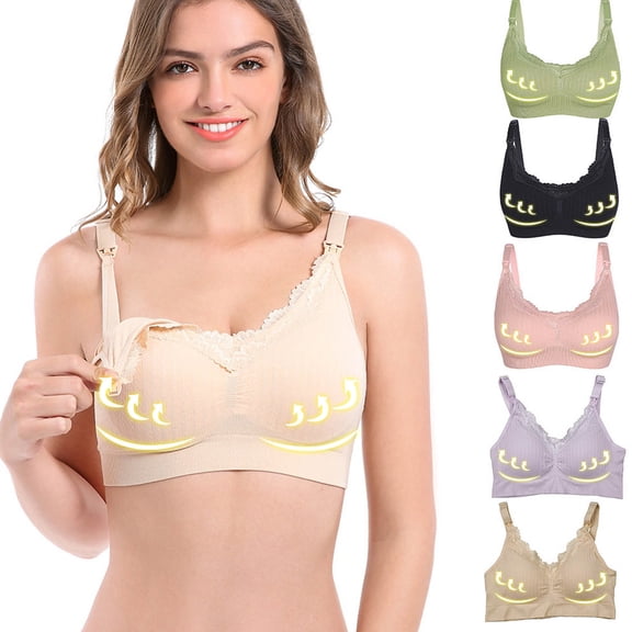 Vetsdori Womens Pumping Nursing Bra Breastfeeding Bralette Maternity Bras Seamless Wireless Soft Breathable Bras for Women Cozy