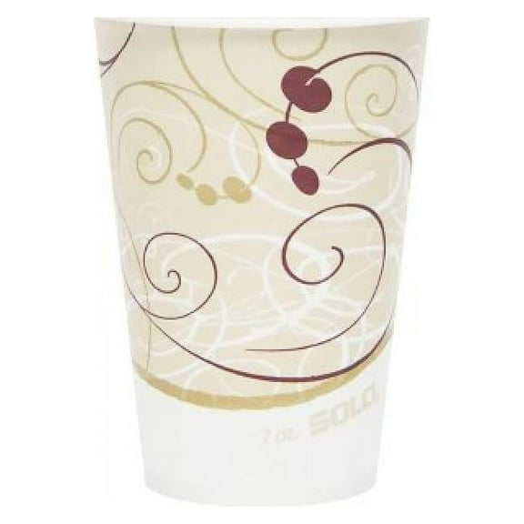 Solo Drinking Cup, Wax Coated Paper, 7 oz., Symphony Print, 100 Count