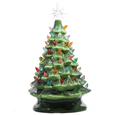 Tabletop Ceramic Lighted Green Christmas Tree - Walmart.com