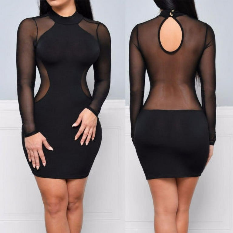 Mesh Dresses See Through Outfits Women Party Evening Clubwear Sexy