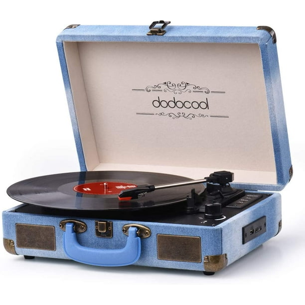 Dodocool Blue Vinyl Record Player Vintage Turntable 3 Speed Built In 2 Stereo Speakers Walmart Com Walmart Com