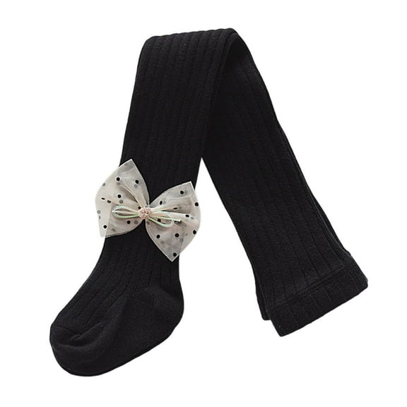 SonxaHe Little Girls Pants Bow Thermal Warm Comfy Leggings Child Soft Stretchy School Fall Winter Tights Black,Sized 5-6