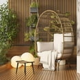 thumbnail image 7 of Oversized Wicker Egg Chair with Metal Stand, Waterproof & UV Resistant, Thick Removable Cushion, Indoor Outdoor Patio Lounge, PE Rattan Egg-Shaped Seat for Garden, Balcony, Porch - Beige, 7 of 7
