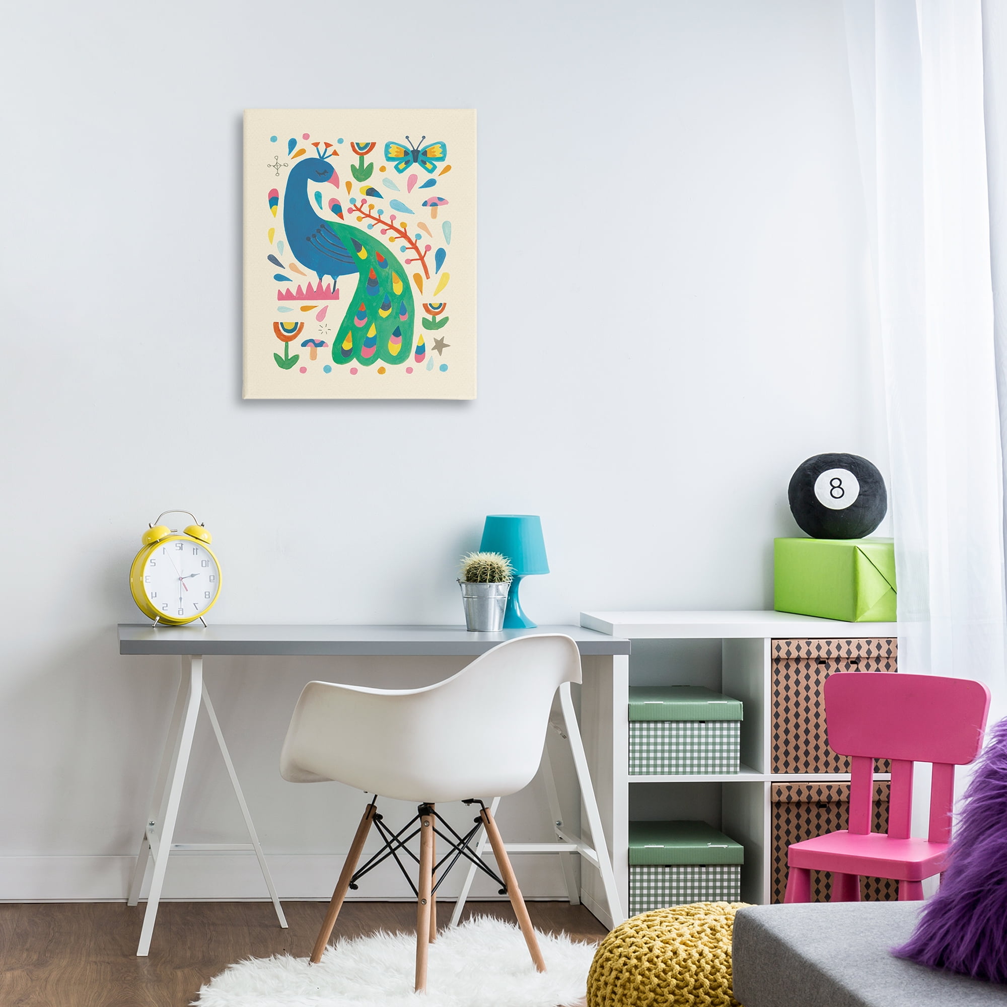 Stupell Industries Pretty Peacock Patterns Animals Painting Wrapped Canvas Art Print Wall Art, 24 x 30