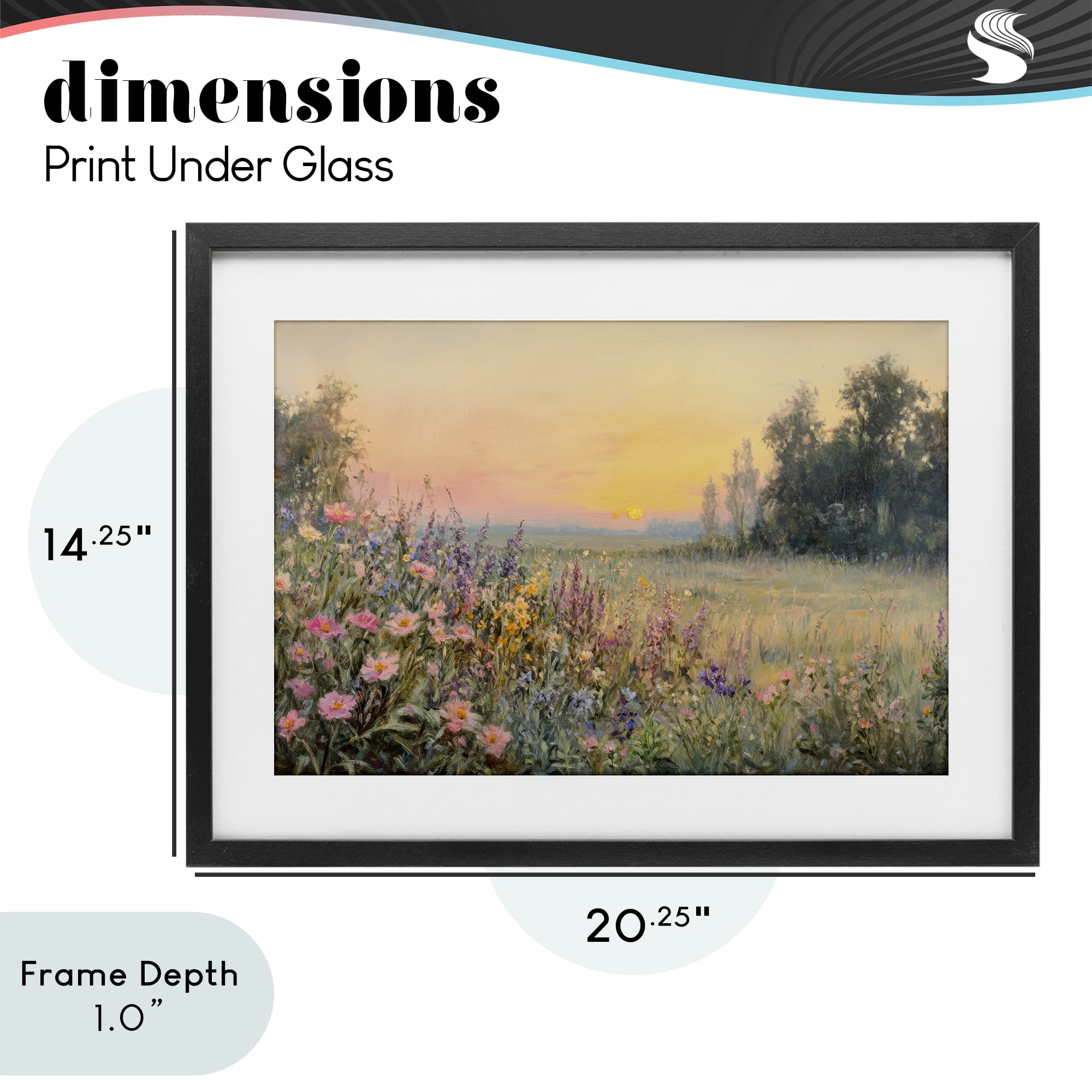 Stupell Industries Serene Twilight Meadow Black Framed Print Under Glass, design by Petal Prints Design