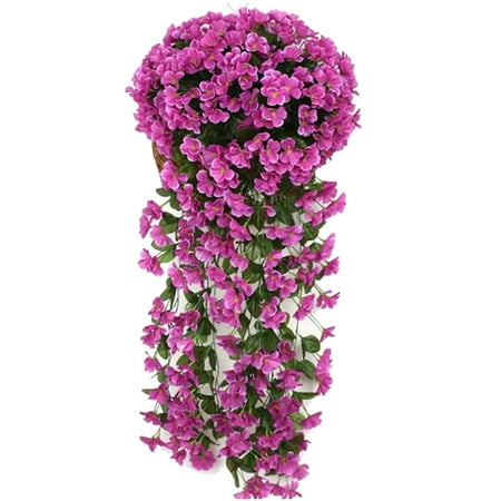 

XiLanHUA Clearance Artificial Hanging Flowers For Outdoor 2 Pack Violet Hanging Plant & Flowers For Home Wedding Garden Yard Hanging Baskets Wisteria Garland Orchid Bunch Decoration