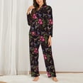 thumbnail image 2 of Hirioo Flowers And Humming Bird1 for Women's Pajama Sets 2 Piece Pjs Women's Long-Sleeved Pajama Set Button Down Sleepwear,S-XXL-Medium, 2 of 7