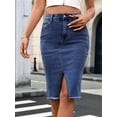 thumbnail image 5 of Jaimenalin Women Denim Pencil Skirts Mid Long High Waist A Line Midi Jean Skirt Split Hem Skirts for Ladies. XXL, 5 of 9