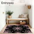 thumbnail image 3 of ODIKA 6'x9' Machine Washable Non-Slip Area Rug, Elegant Snowflake Mosaic with Shimmering Rose Motifs and Frosted Accents High Traffic Rug, Black, 639506, 3 of 7
