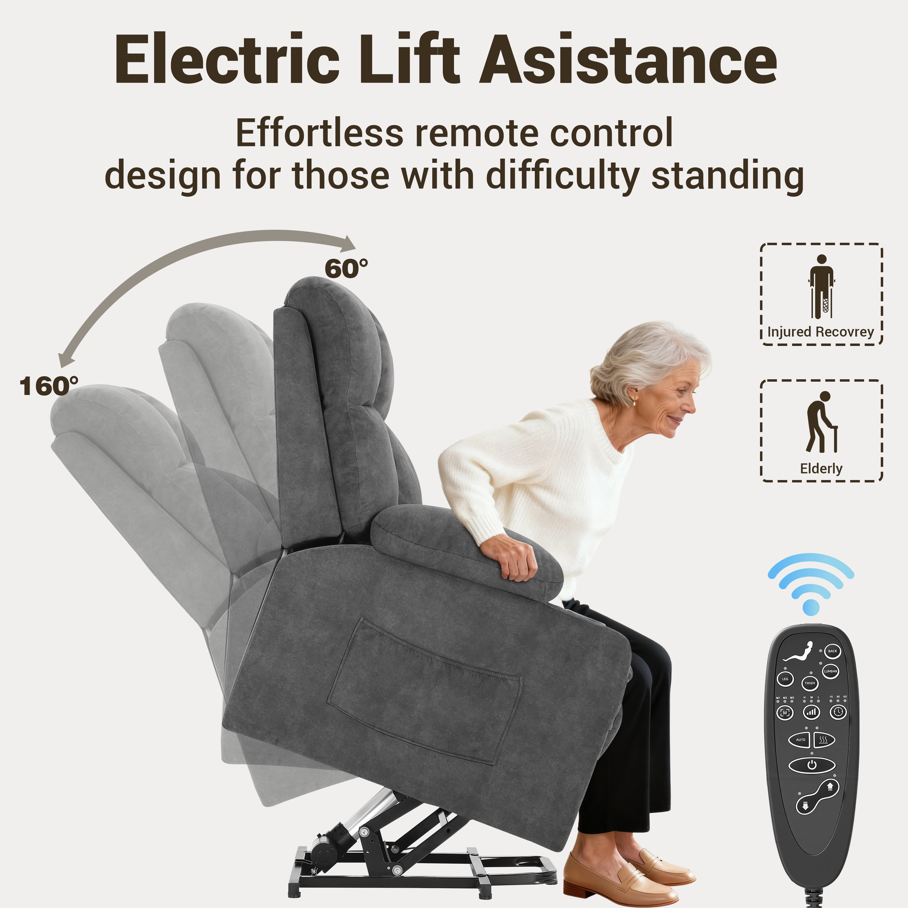 Oversized Power Lift Recliner Chair with Massage and Heat for Elderly, UHOMEPRO Large Wide Seat Recliners for Big and Tall, Safety Motion Reclining Mechanism with Cup Holders and USB, Gray