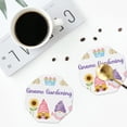 thumbnail image 4 of Honeii Watercolor Gnome Garden print Leather Coaster Set of 4, ideal for safeguarding your furniture from drinks spills and effortless cleanup-Octagon, 4 of 6